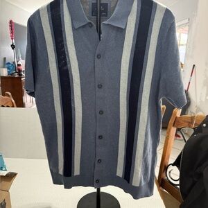 Men's Blue Striped Dress Shirt